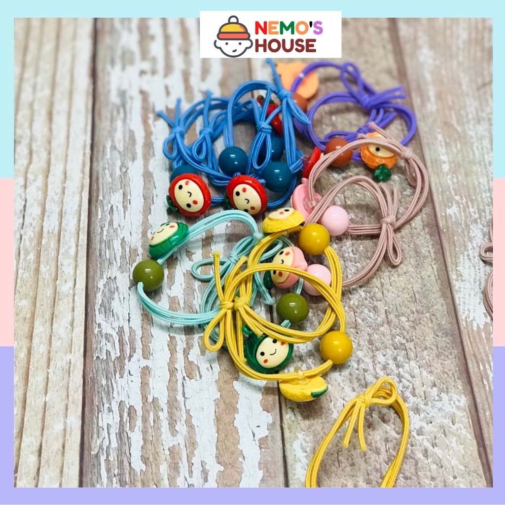 Cột tóc dây chun, dây cột tóc họa tiết  hình trái cây nhiều màu sắc đáng yêu