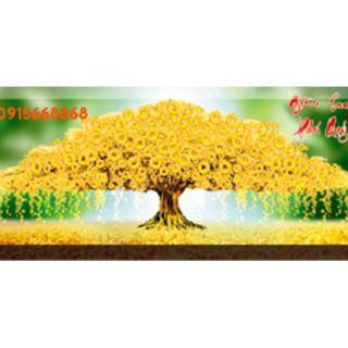 Tranh thêu chữ thập cây tiền may mắn giàu sang phú quý kt 92*41cm