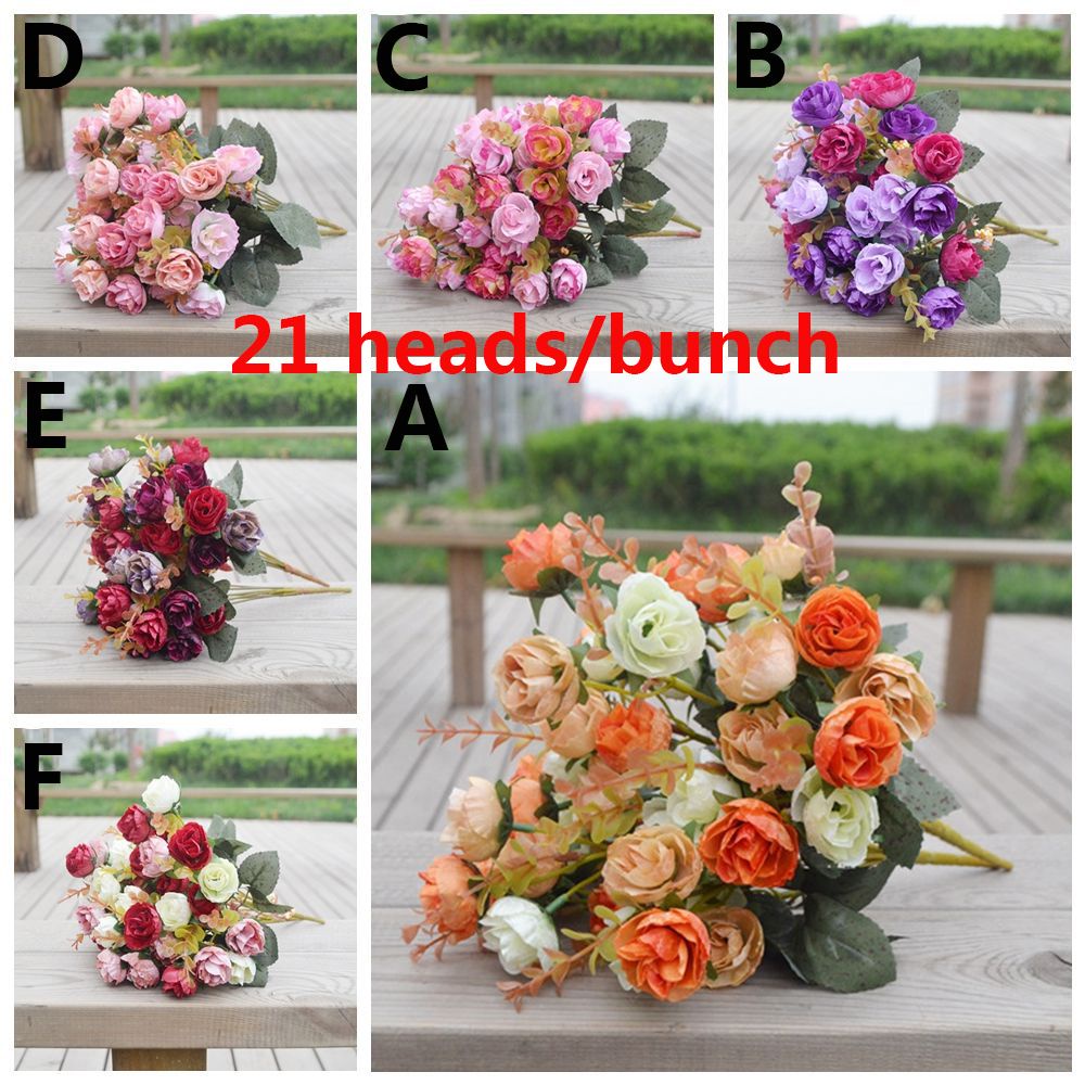 Bó Hoa Mẫu Đơn Giả 13/21 Đầu Bằng Lụa Dùng Trang Trí DIY