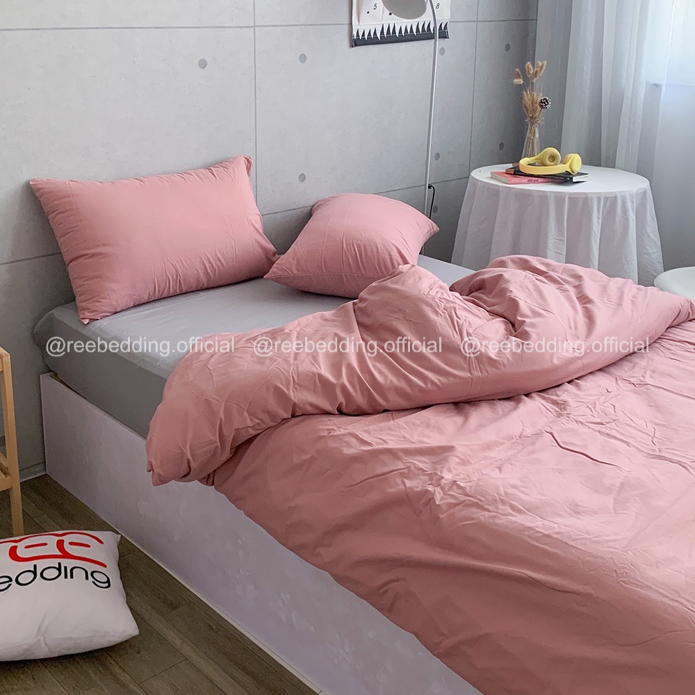 Bộ chăn ga gối Cotton TC Pastel REE Bedding Hồng Mix Xám đủ size giường nệm CTC133