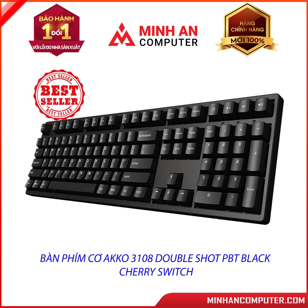 Bàn phím cơ AKKO 3108 Double Shot PBT Black - Blue Switch