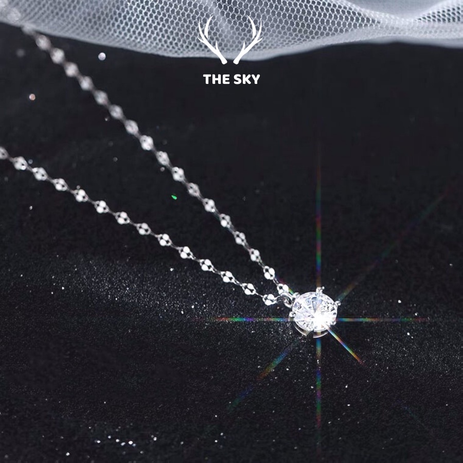 Vòng cổ nữ DC1004 mặt một viên đá sáng lấp lánh, dây chuyền bạc phụ kiện trang sức đẹp