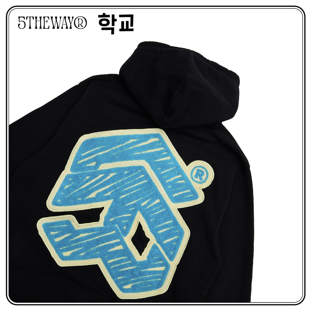 Áo Hoodie 5THEWAY /sketch/ thêu xù màu đen BLACK