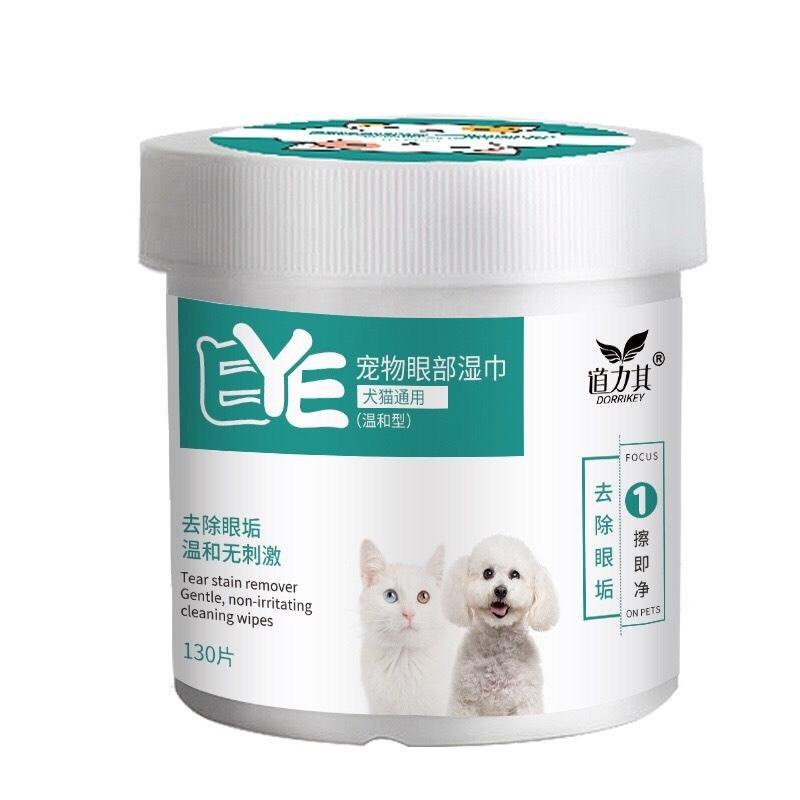Khăn ướt lau mắt vệ sinh tai tẩy ố bẩn cho chó mèo thú cưng hộp 130 miếng-familypetshop.vn