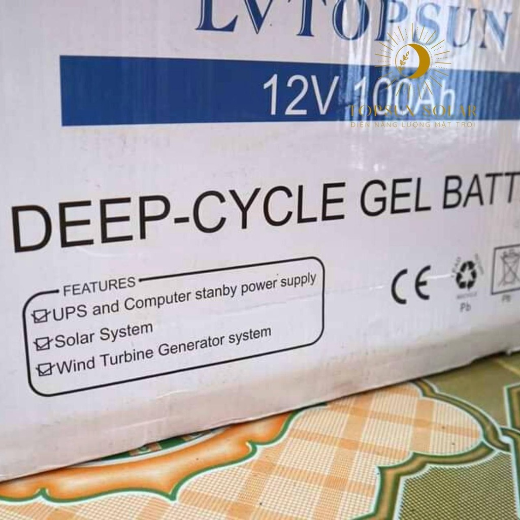 Ắc Quy Gel Xả Sâu, Ắc Quy Viễn Thông 12V 100Ah hãng LVTopSun