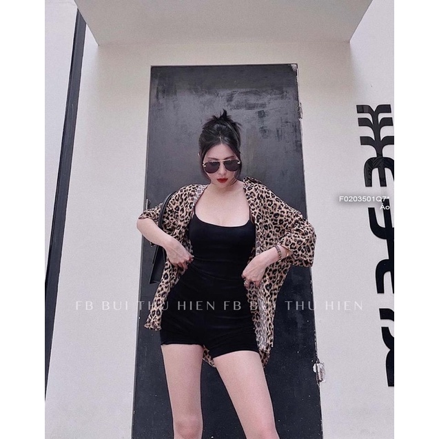Áo sơ mi jeans họa tiết beo