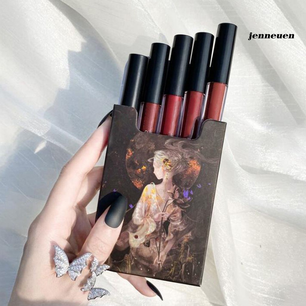 Bộ 5 son lỳ lâu trôi không dính cốc màu thời trang cho nữ