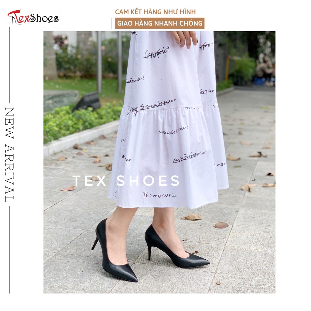 Giày cao gót nữ VNXK gót nhọn 7cm, giày công sở nữ gót đũa TEX SHOES