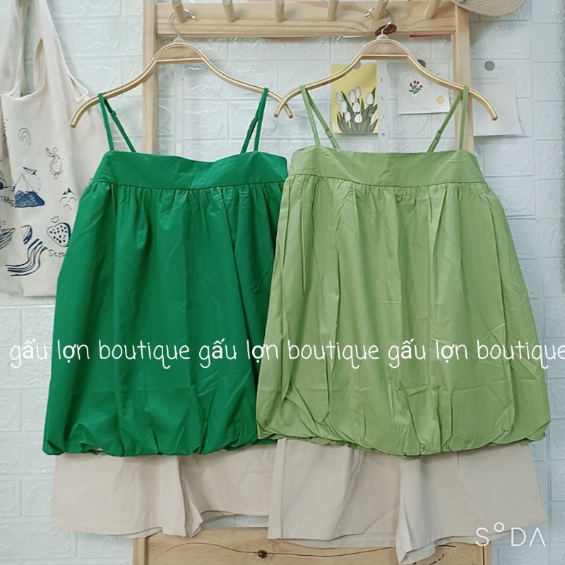 set áo hai dây kèm quần short xanh lá hàn quốc | BigBuy360 - bigbuy360.vn