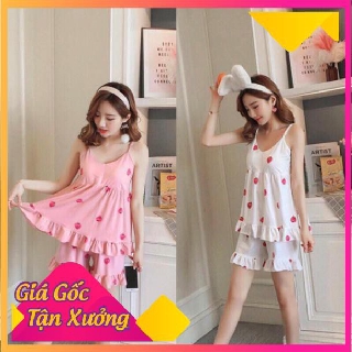 Bộ ngủ 2 dây quả dâu đáng yêu