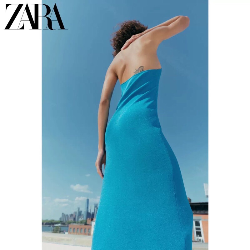 VÁY DÂY HỞ LƯNG LEN DỆT KIM ZARA AUTH 100%