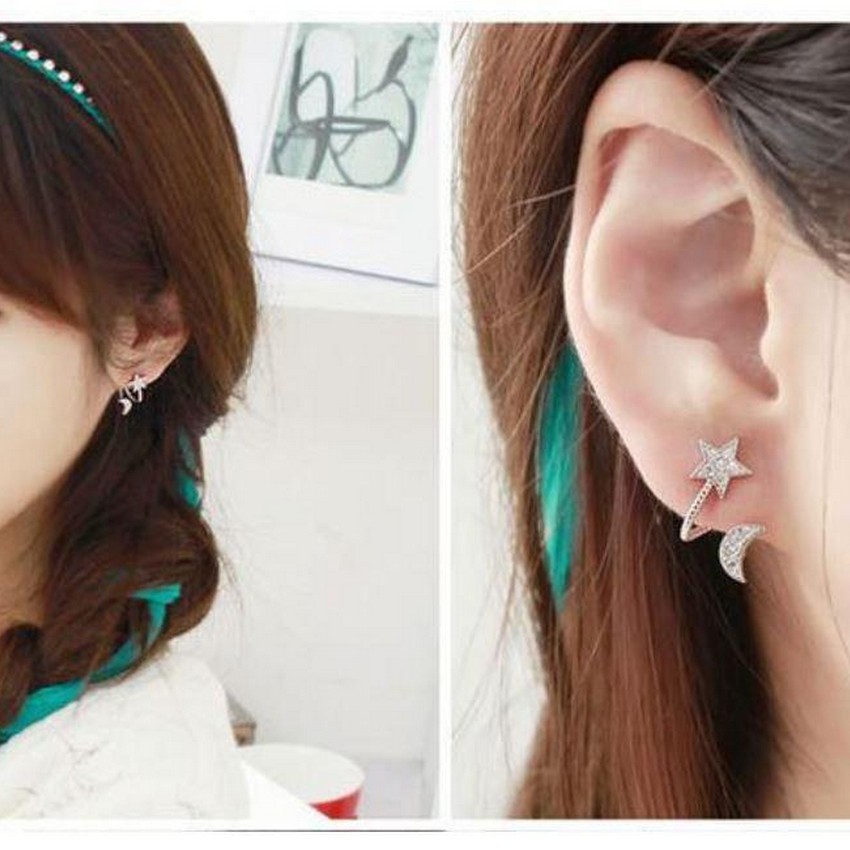 Khuyên tai mặt trăng ngôi sao bông tai trang sức phụ kiện nam nữ phong cách Hàn Quốc thiết kế thời trang xinh xắn