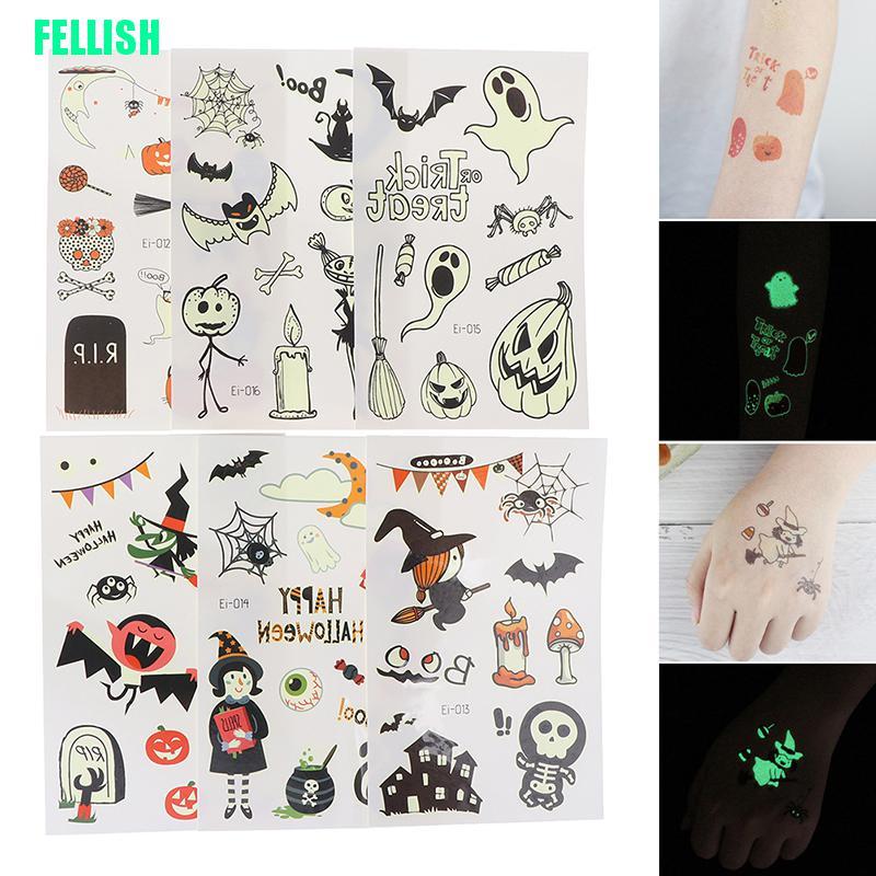 [Hàng mới về] Hình Xăm Dán Dạ Quang Họa Tiết Halloween Trang Trí Cơ Thể Độc Đáo