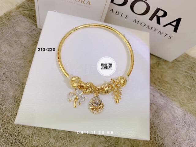 Charm cỏ bốn lá đính đá Au 10k