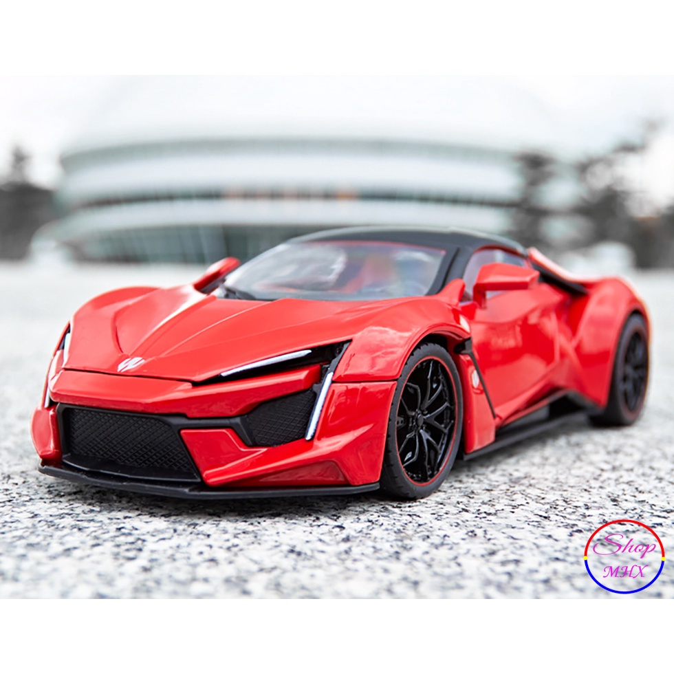 Mô hình xe bằng sắt Lykan Hypersport TẶNG KÈM BIỂN SỐ tỉ lệ 1:24 hãng Hengteng 2 màu