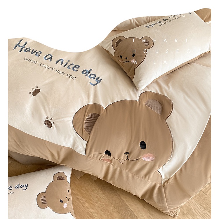 Set Chăn Ga Giường Và Vỏ Gối Chất Nỉ Nhung Gấu Bear Siêu Mềm Mịn Baby Dreams | BigBuy360 - bigbuy360.vn
