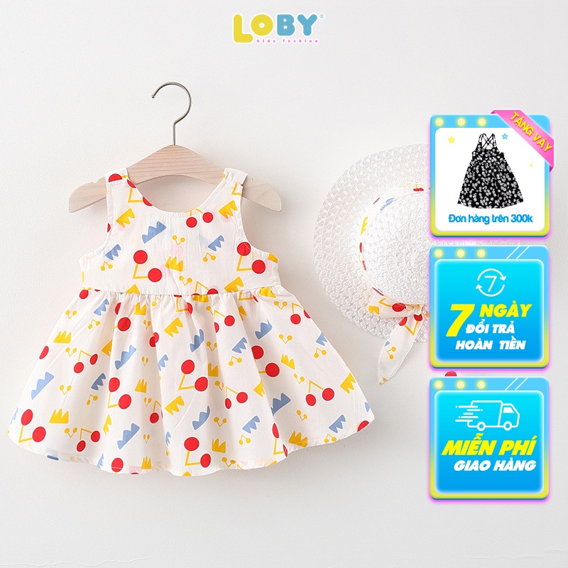 Váy xòe bé gái LOBY được tặng mũ V0401028 (3 tháng - 3 tuổi)