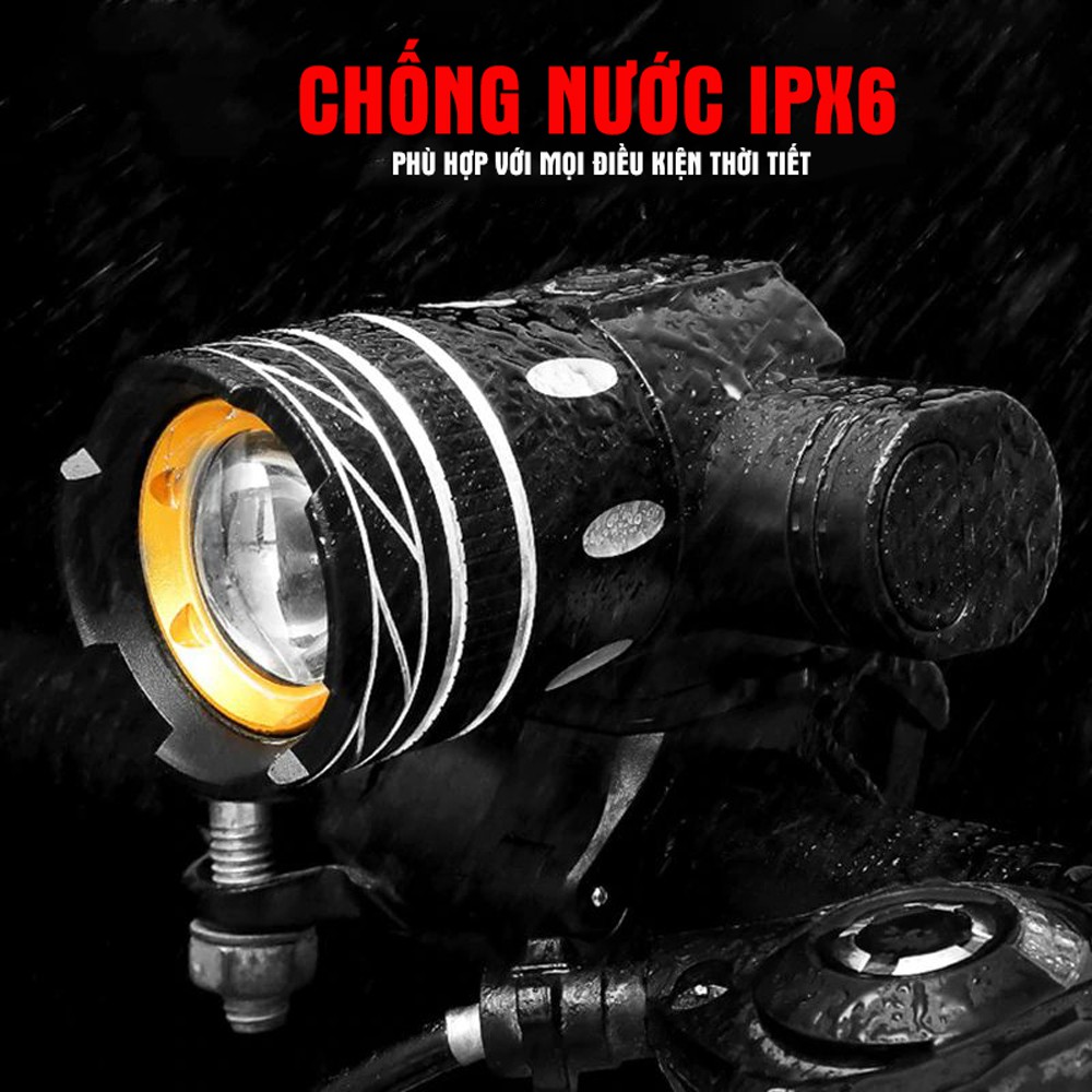 Combo Đèn Pha Trước Cho Xe Đạp Siêu Sáng Chống Nước Sạc Điện Usb  Và Đèn Hậu Cảnh Báo Sau Màu Xanh MLH