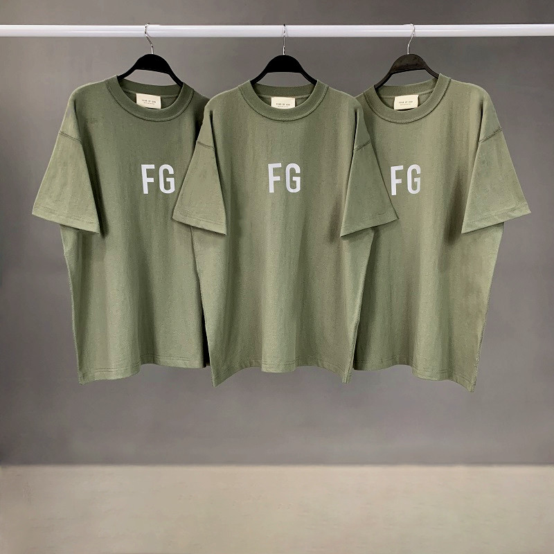 Áo Thun Fear Of God FOG FG Olive Logo Phản Quang