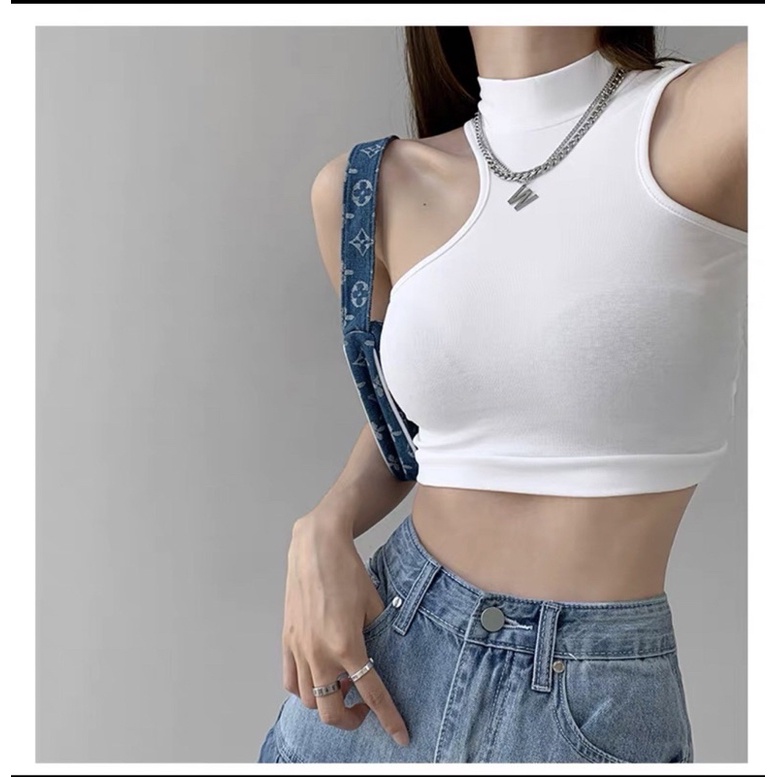 Áo croptop ba lỗ lệch vai cổ lửng cá tính 243 FIORI STORE