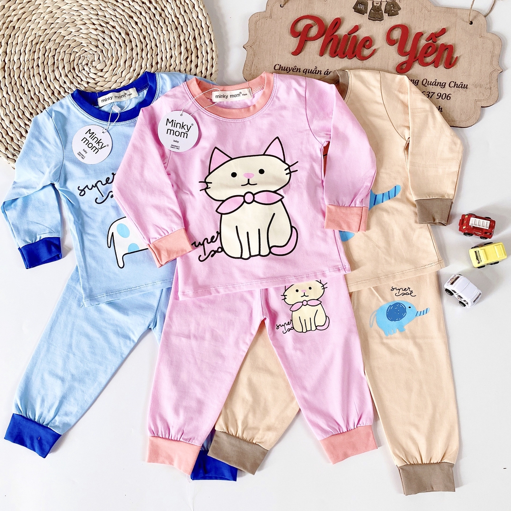 Bộ Dài Minky Mom Cotton 100 % In Họa Tiết Ngựa Trắng-Super ( Sz 7-19kg) (SP001329)