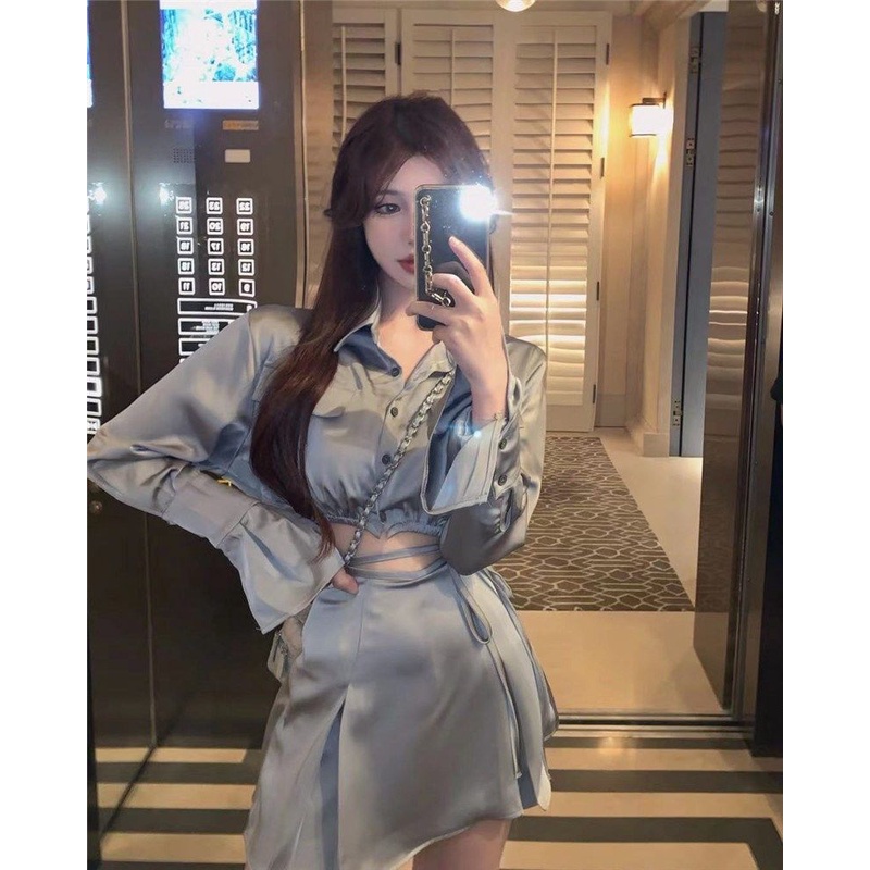Fashionable leisurely suit women's summer 2022 new short Korean version sexy slim shirt temperament half-body suit