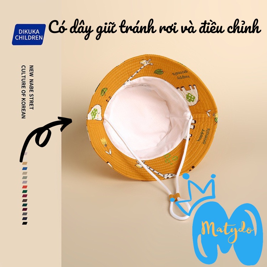 Mũ nón bucket vành tròn cho bé hình khủng long, cá heo, voi dễ thương phụ kiện trẻ em 2-5 tuổi