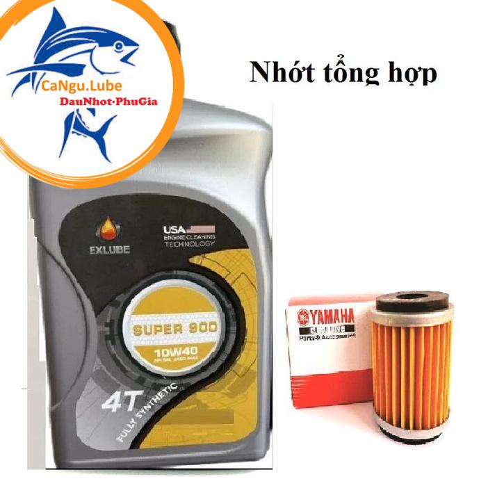 Nhớt super 900 10W40 tổng hợp 100% dùng cho xe máy xe côn tay, nhớt Super 900 10W40 fully 800ml/1L mua kèm lọc yamaha