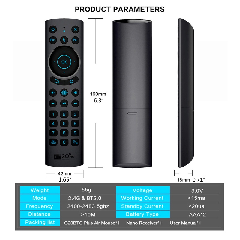 Chuột Không Khí Điều Khiển Từ Xa G20BTS Plus BT Gyro IR Dành Cho ATV Android Box Điều Khiển Từ Xa X3 Pr