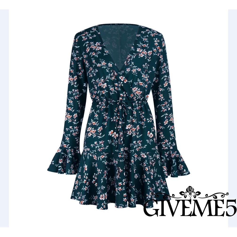 Đầm dài tay in họa tiết phong cách bohemian thanh lịch dành cho nữ