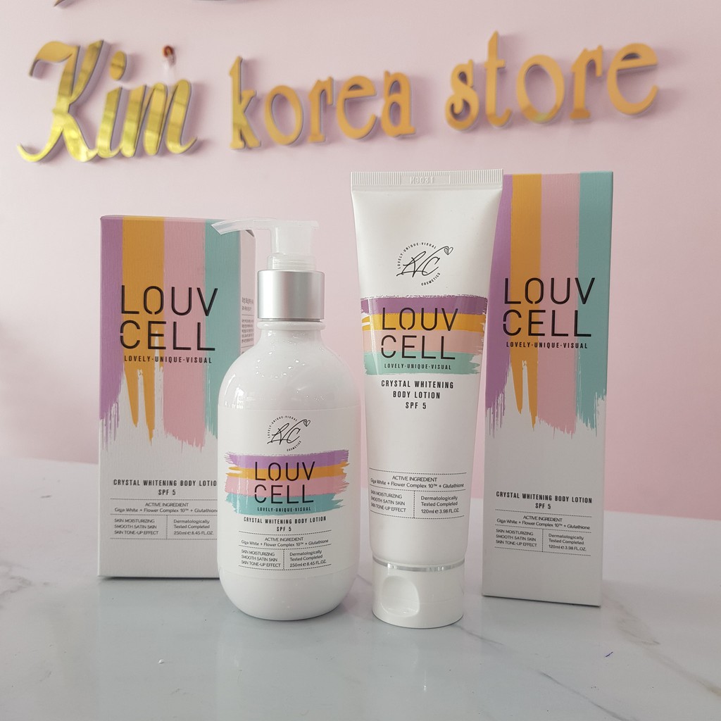 Kem dưỡng trắng nâng tone cấp ẩm mềm mịn da body Louv cell crystal whitening body lotion
