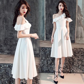 Đầm lệch vai bèo ngực dáng xòe - VBEO085b