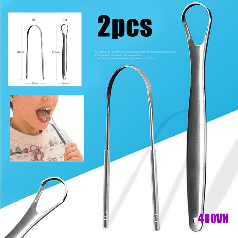 Set 2 Dụng Cụ Vệ Sinh Lưỡi Bằng Thép Không Gỉ Chất Lượng Cao