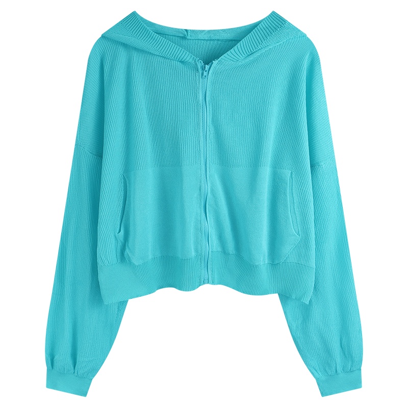 Áo Khoác Cardigan Dệt Kim Vải Lụa Mát Dáng Rộng Có Mũ Trùm Chống Nắng Thời Trang Mùa Hè Cho Nữ