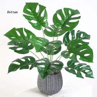 12 đầu lá cây Monstera Deliciosa màu xanh lá nhiều lỗ nhân tạo dùng để trang trí trong nhà