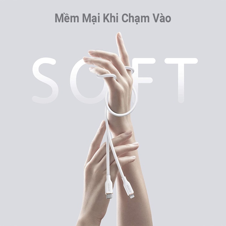 Cáp sạc ANKER PowerLine III FLOW USB-C to Lightning dài 0.9m dành cho iPhone iPad - A8662