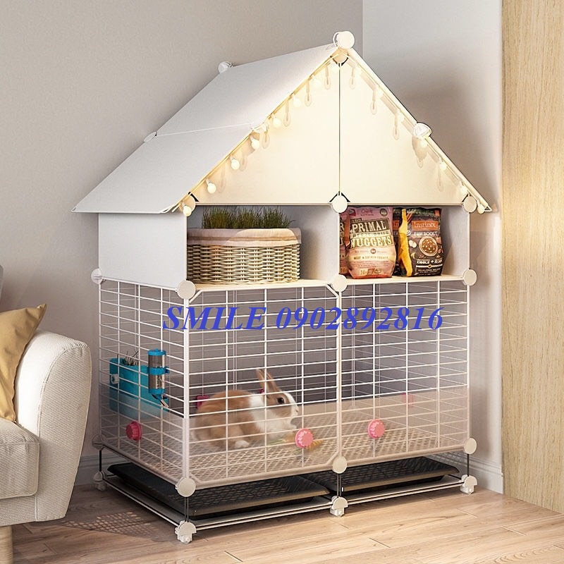 (Tặng kèm khay vệ sinh) Chuồng chó, mèo giá rẻ lắp ghép lưới sắt đa năng nuôi thú cưng thỏ, bọ ú, sóc