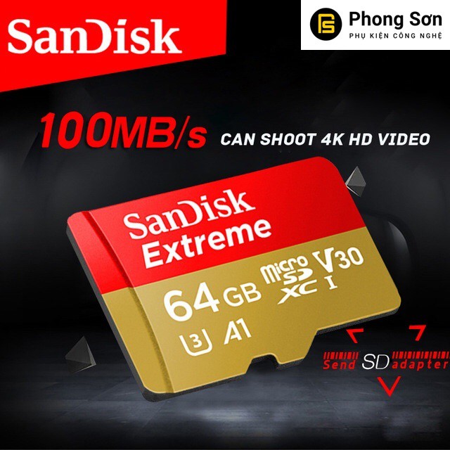 [Mã 159ELSALE hoàn 7% đơn 300K] Thẻ nhớ Micro SDXC 64GB Extreme 160mb/s UHS-1 Sandisk