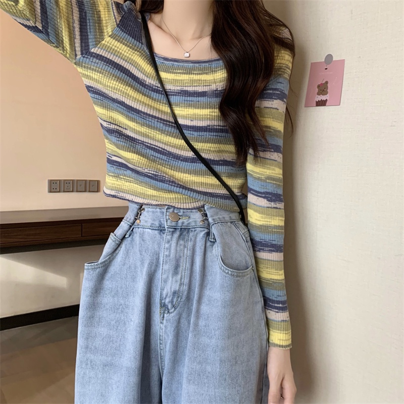 Áo sweater SUXI dệt kim tay dài dáng ôm dễ phối đồ thời trang mùa thu cho nữ