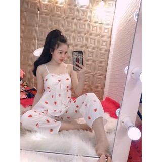 Bộ Ngủ Trái Dâu Dễ Thương ( có mút ngực )