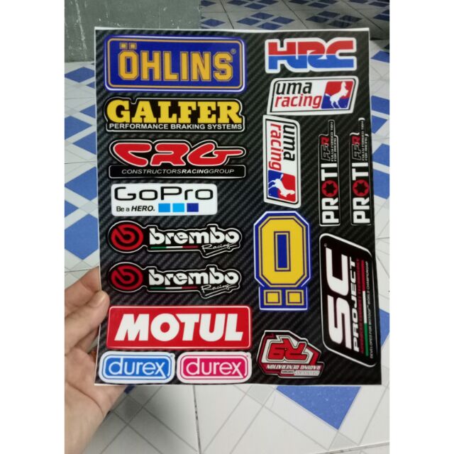 Tem logo Ohlins --Hrc--Galfer--crg-gopro-brembo--motul durex-SC