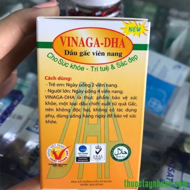 Dầu Gấc Vinaga DHA hộp 100 viên