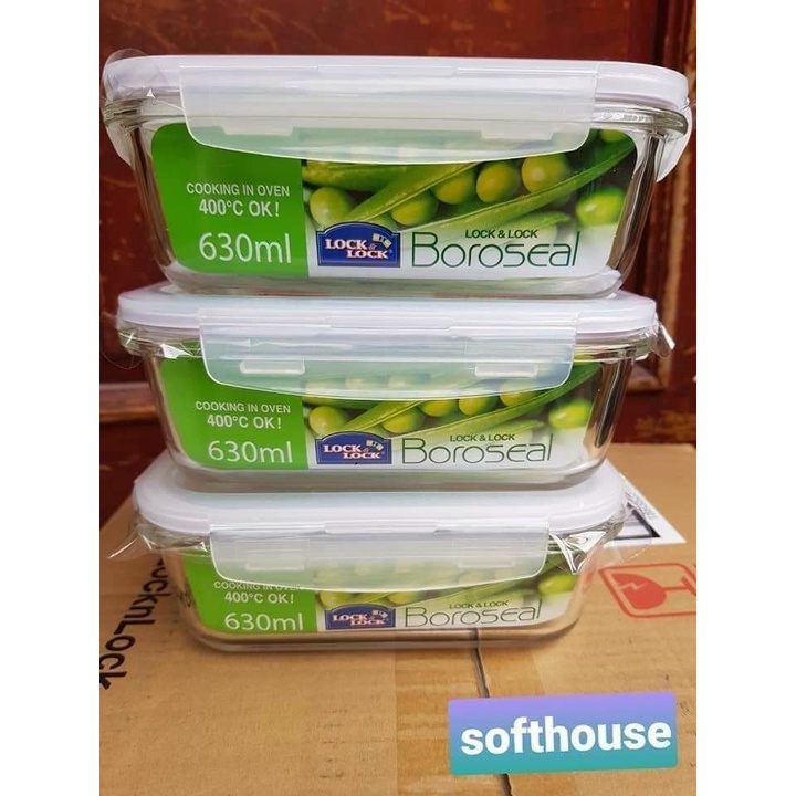 Hộp thủy tinh Lock&amp;Lock chịu nhiệt cao cấp có nắp gập dùng được lò vi sóng dung tích 540ml, 630ml, 760ml