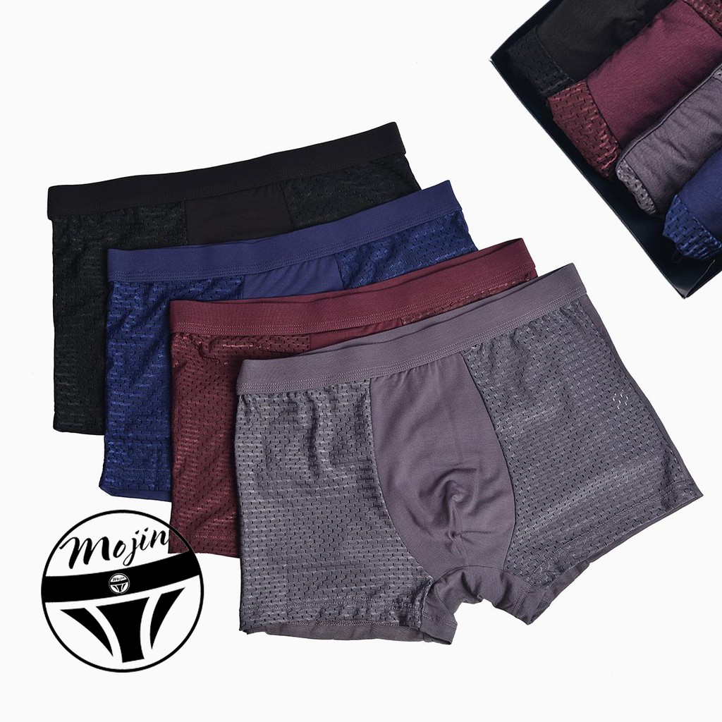 Combo 4 Quần Sịp Nam Boxer Thông Hơi Cực Mát - Quần Lót Nam Cotton Xuất Nhật Thông Hơi Co Giãn 4 Chiều