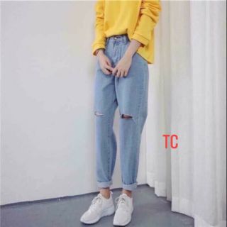 Quâng baggy bò rách 2 gối