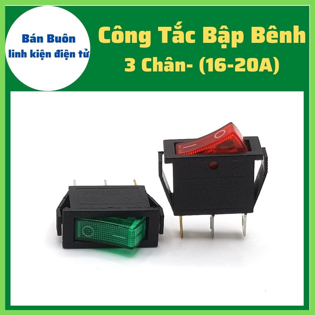 [5 Chiếc] Công Tắc Bập Bênh 3 Chân, Công Tắc On/Off, Công Tắc 3 Chân Có Đèn( 16A 250Vac; 20A 125Vac )
