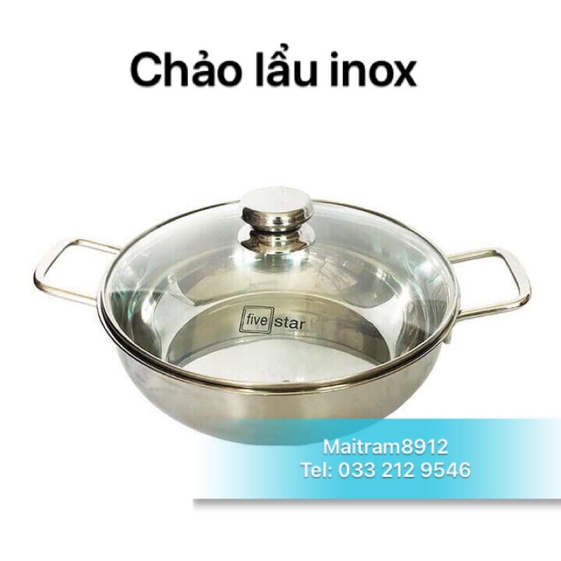 Nồi chảo lẩu inox Fivestar 3 đáy từ size 24cm, 26cm, 28cm, 32cm (24 cm, 26 cm, 28 cm, 32 cm), có loại lòng chống dính