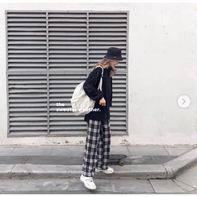 Quần Cul / Quần Unisex Nam Nữ [ ống suông kẻ caro nữ ]- freesize dưới 70 kg | BigBuy360 - bigbuy360.vn