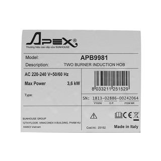 Bếp từ Sunhouse Apex APB9981
