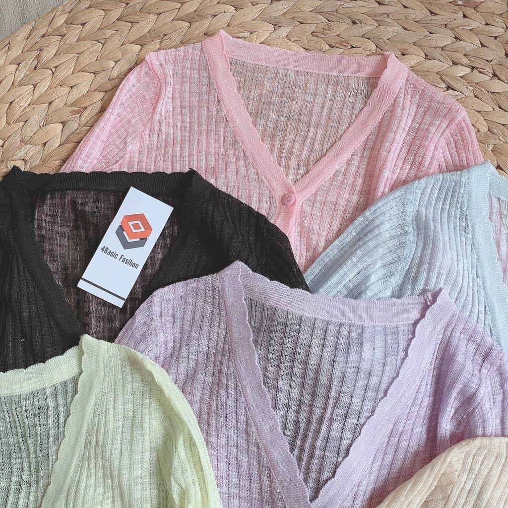 Áo khoác len nữ, áo cadigan dáng croptop mỏng 1 khuy phong cách Hàn Quốc - 4Basik KLM13